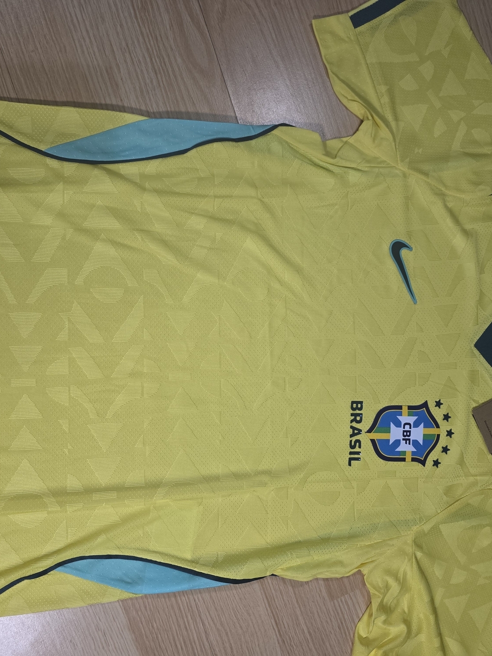 Nike Brazil Men's Yellow Soccer Jersey with Blue Accents Size Us L.